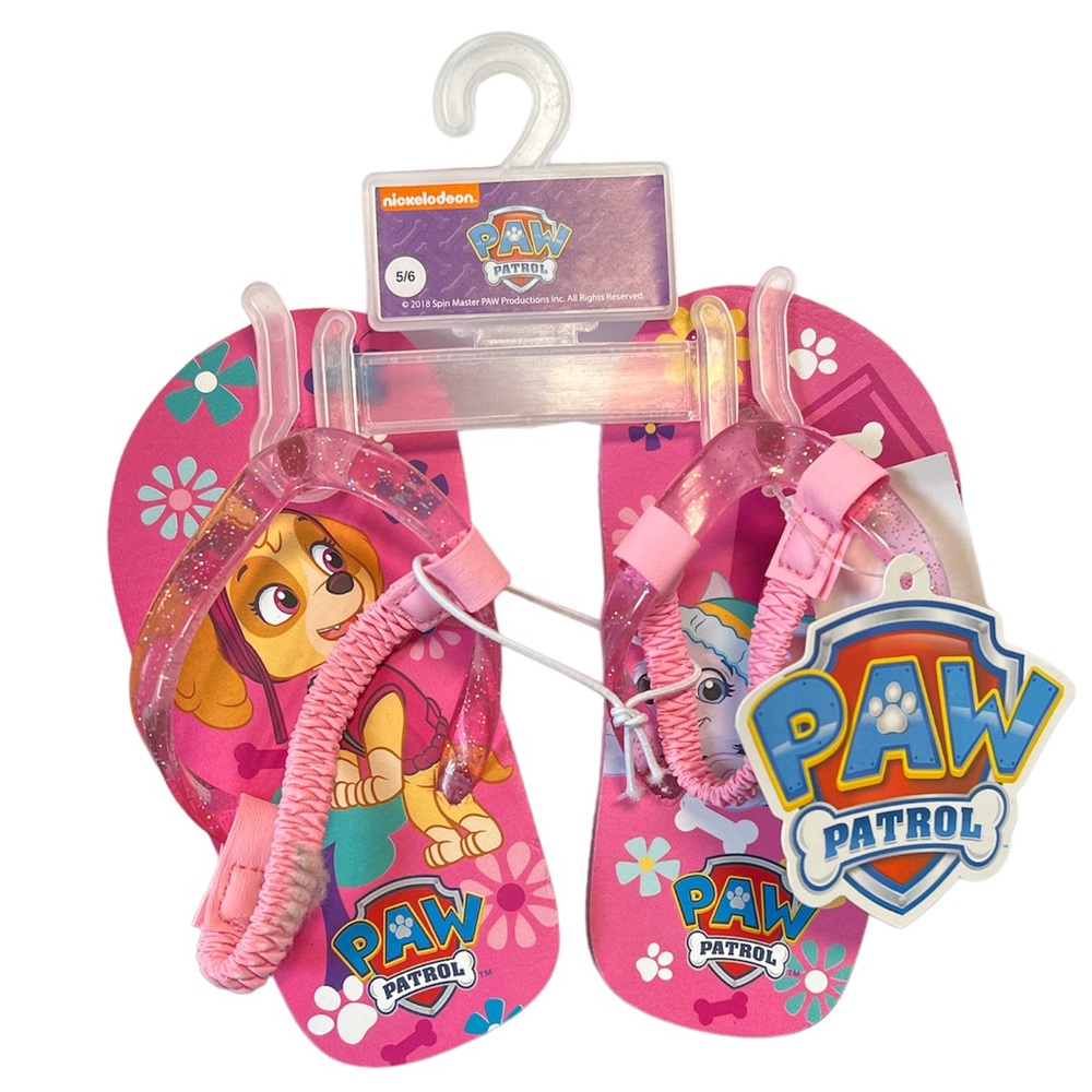 Paw Patrol size 5/6 Flip Flops Pink Skye NEW